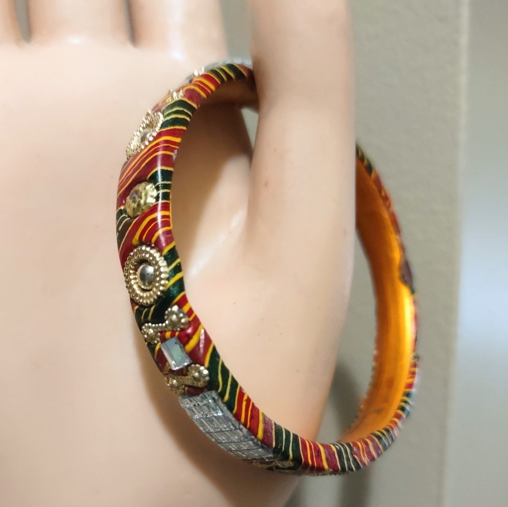 Rajasthani Orange & Copper Reflective Bangle  New in Package